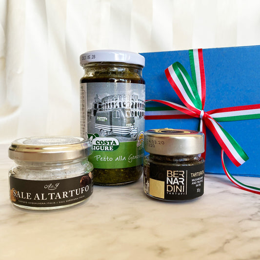 イタリア香るギフトセット/トリュフ塩30g・タルトゥファータ30g・ジェノベーゼペースト185g